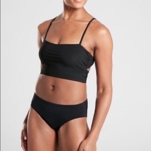 Athleta Shirred Bra Cup Longline Bikini Top NWOT Black 38B/C